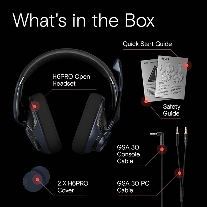 EPOS H6Pro Open Acoustic Gaming Headset with Mic – Lightweight Headband, Comfortable & Durable Design – Compatible with Xbox, PS4/PS5 & PC/Windows – Black
