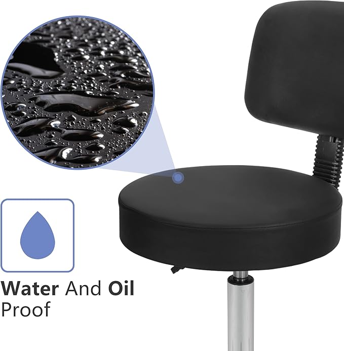 Nova Microdermabrasion Rolling Stool with Wheels Swivel Salon Stool Adjustable Drafting Tattoo Office Chair for Massage Bar Kitchen Spa Shop with Thick Cushion