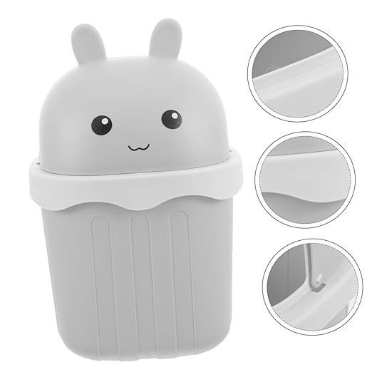 Happyyami Space-Saving Slim Desktop Trash Can Small Bin Lid Mini Trash Can for Desk Lidded Waste Basket