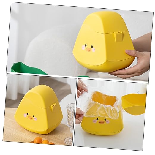 PRETYZOOM Slim Desktop Rubbish Can Lid Mini Waste Basket for Office Desk Bedroom Pp Material Cartoon Design