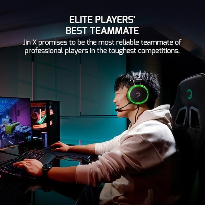 GAMEPOWER JIN X 3.5mm Jack Gaming Headset - Wired Headphones with 50MM Drivers, Comfort Design, 360 Spatial Audio, Noise Cancelling Mic, PS4, PS5, for Xbox, Black