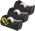 1InTheOffice Tape Dispenser Desk, Weighted Nonskid Base, 1 Inch Core, Black, 3 Pack