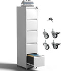 5 Drawer Rolling File Cabinet with Lock, Metal Filing Cabinets on Wheels, Vertical Steel Office Drawers Storage for Hanging Legal/Letter Folders, Require Assembly (White)