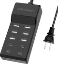 USB Charger, Charging Station with 10-Port for Phones, Watch,Tablets, Smartphones (Black, 6 USB-A & 4 USB-C)