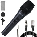 LyricLoom Professional XLR Microphone Wired Set, Metal Vocal Dynamic Microphone with 16.4 XLR Male to XLR Female Cable, Mic with Switch Set. Corded Microphone for Karaoke, Speaker, Singing, Recording