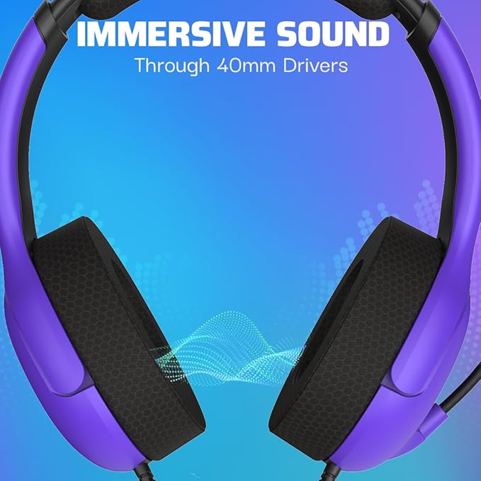 PDP AIRLITE Wired Stereo Gaming Headset, Officially Licensed Sony PlayStation 5, PS5/PS4/PS3/PC, Lightweight Durable Headphones, 3.5mm Audio Jack, Noise-canceling Flip-to-Mute Mic, Ultraviolet Purple