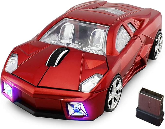 Jinfili 2.4GHz Sports Car Wireless Mouse Optical Cool 1600DPI 3D USB Wireless Gaming Mice for Pc Laptop Windows 10