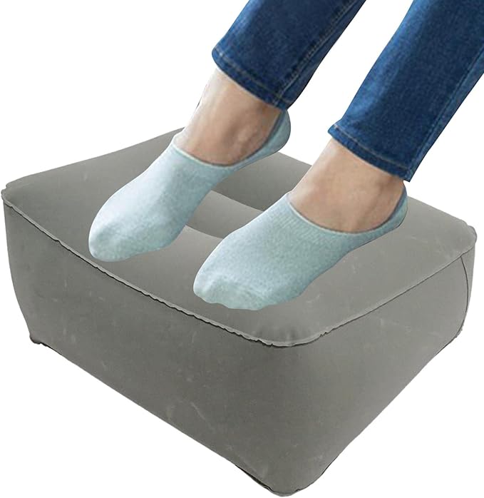 Foot Rest for Under Desk at Work, Inflatable Foot Stool Cushion for Home, Gaming, Computer, Office Under Desk Footrest Pillow, Gray