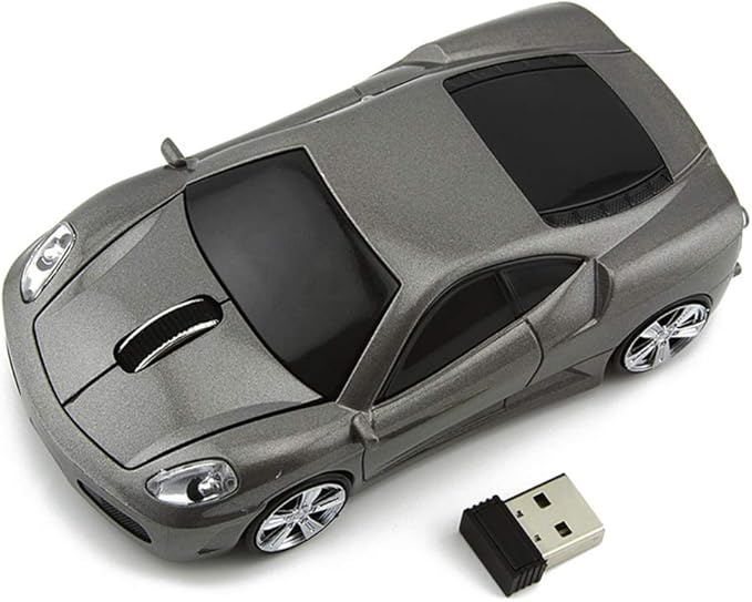 MGbeauty Wireless Mouse Sports Car Mouse Computer Optical Mice for PC Laptop MAC (Grey)