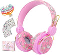 SVYHUOK Unicorn Bluetooth Headphones for Kids Girls, Pink Cat Ear Wireless Headset with Microphone, Safe Volume Limited 85db POM Over-Ear Headset HD with Mic for School/Tablet/Birthday Xmas Gift