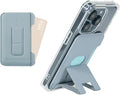 MagSafe Wallet Stand for iPhone 16/15/14/13/12, Magnetic Card Holder with Adjustable Multi-Angle Kickstand, Side-Opening Card Slot, Dual Magnetic Rings, – Blue
