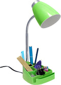 Simple Designs LD1067-GRN Compartmental Desk Lamp with iPhone/iPad/Tablet Stand, Bendable Gooseneck, for Office, Living Room, Nightstand, Library, Entryway, Green
