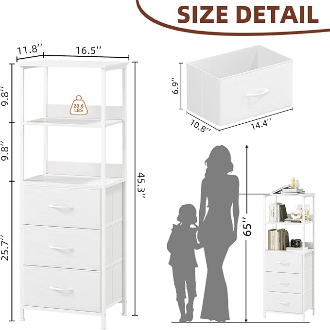 Somdot 5 Tier Bookshelf with Drawer, Tall Bookcase with Shelves, Bookshelf Desktop Organizer, Display Standing Shelf Units for Living Room, Bedroom, Study Room,White Leather