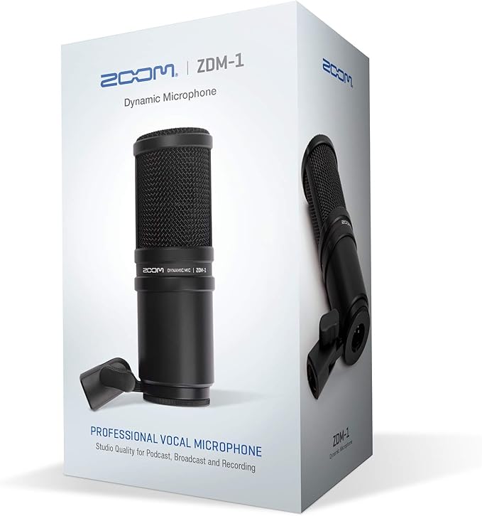 Zoom ZDM-1 Dynamic Microphone for Podcasts, Voice-Overs, Vocals, and More, High SPL Capability, Sturdy Metal Body, and Large Diaphragm