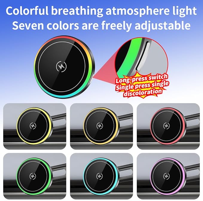 Car Magnetic Phone Holder Mount for MINI F54 F55 F56 F57 F60 [ 2022 2023 2024 F-Series Clubman/Convertible/Hardtop 2 & 4 Door] and 2021-2024 Countryman Auto Accessories Best Fast 15W Wireless Charger