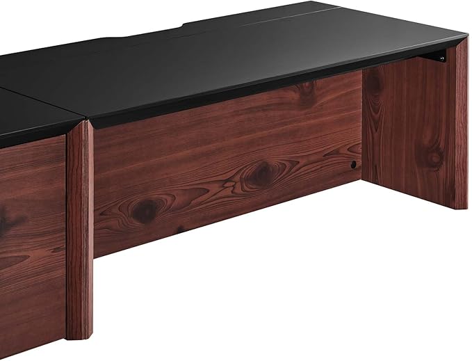 Modway EEI-6311-BLK-CHE Kinetic 38" Wall-Mount Office Desk with Cabinet and Shelf, Black Cherry