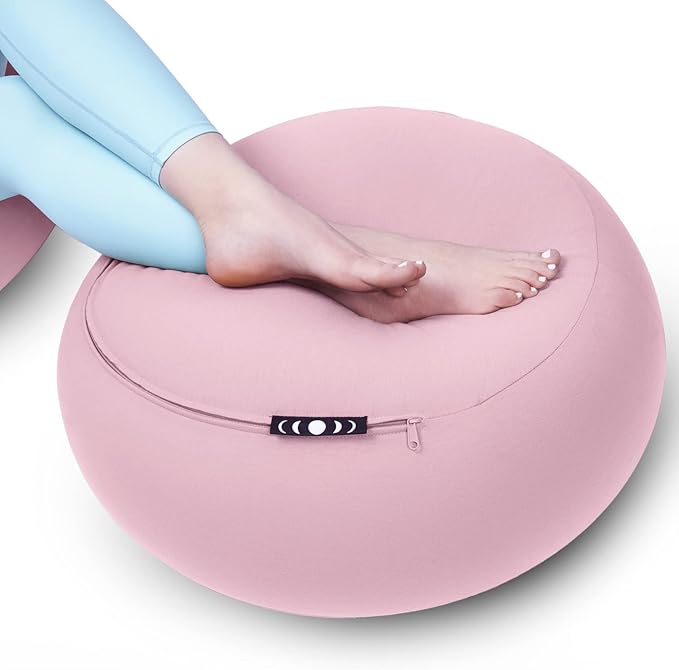 Moon Pod Lunar Lift Footrest for Bean Bag Chair - 20" x 8" Zero-Gravity Micro-Bead Stuffed for Stress, Relaxation & Comfort for Circulation (Pink)