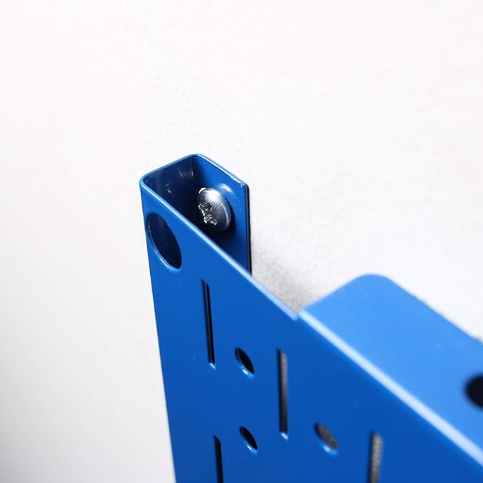 Wall Control Pegboard Wall Organizer Tiles Modular Blue Metal Pegboard Tiling Set - Four 12-Inch Tall x 16-Inch Wide Peg Board Panel Wall Storage Tiles - Easy to Install (Blue)