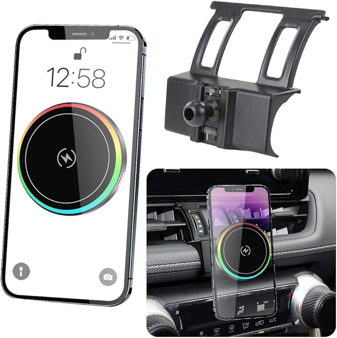 Car Magnetic Phone Mount for 2019-2025 Toyota RAV4 XLE Premium Adventure TRD Off-Road Limited & RAV4 Hybrid XSE Limited,RAV 4 Prime XSE Auto Accessories Fast 15W Wireless Charger Holder