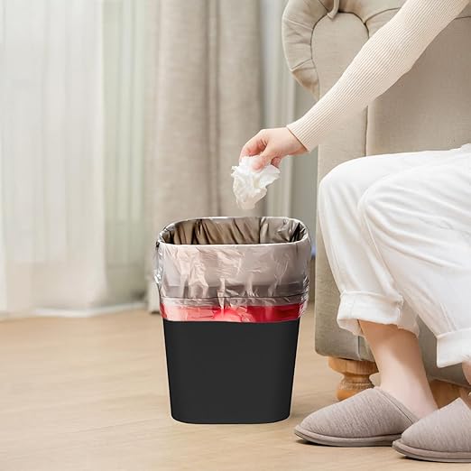Small Trash Can - Plastic Waste basketbin - for Office,Home,Bathroom,Kitchen - 1.8 Gallon - Black