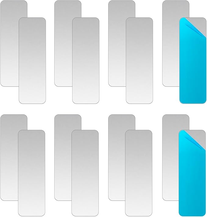 Adhesive Metal Plates for Magnetic Mounts, 1" x 3.15", 16 Pack Steel Strips with Adhesive Backing for Magnets on Non-Steel Vents