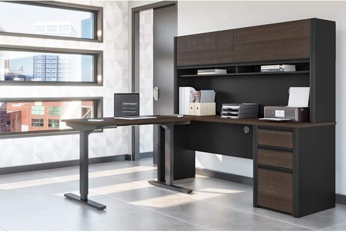 Bestar Connexion 3 Piece Standing Desk Set in Antigua and Black