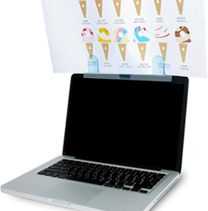 Monitor Document Paper Holder for Laptops & Desk Monitors, Clip-On, Plastic, Transparent Gray, 4 Sheets Capacity, Modern Style