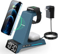 ANJANK Wireless Charging Station for Multiple Devices Apple, 3 in 1 Wireless Charger Stand with Alarm Clock, Charging Dock for iPhone 16/15/14/13/12/11/Pro/Max/XR/XS/8 Plus/iWatch/AirPod