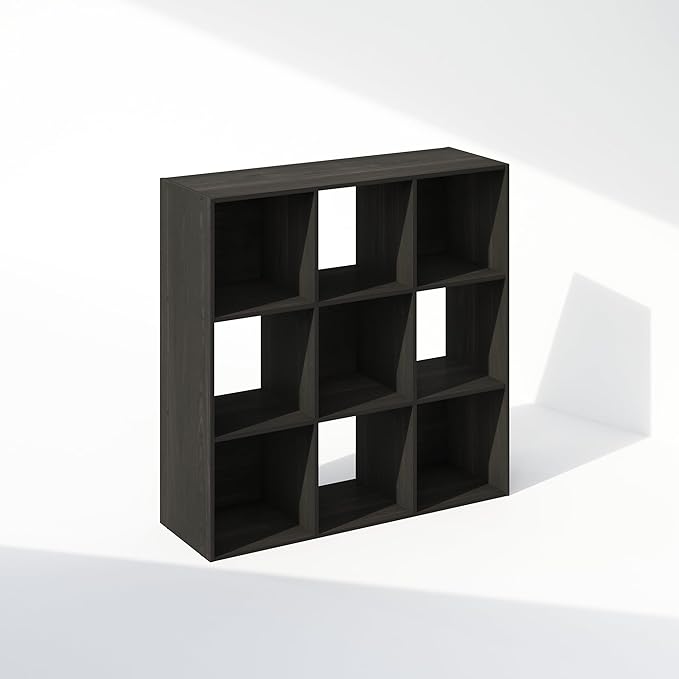 Furinno PELLI Book Shelf, 9-Cube Bookshelf, Cube Storage Organizer Bookcase, 11.7 x 35.3 x 35.4, for Living Room, Bedroom, Home Office, Espresso