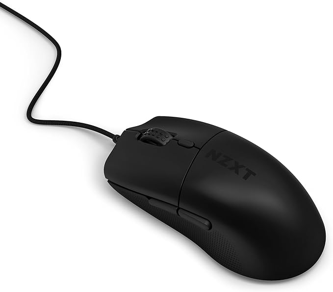 NZXT Lift 2 Ergo, Lightweight Ergonomic Wired Gaming Mouse, Lightweight 61 g Design, 8K Polling Rate, Optical Switches, 26K DPI Optical Sensor, 100% PTFE Feet, Black