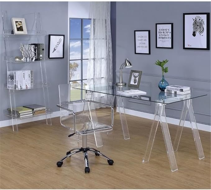 Home Square 2 Piece Set with Acrylic Office Swivel Chair and Writing Desk
