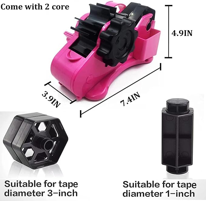 SHDSL Heat Tape Dispenser Sublimation - Multiple Roll Cut Heat Tape Dispenser 1" and 3" Core Double Reel Cores Sublimation for Heat Transfer Tape, Semi-Automatic Tape Dispenser with Compartment Slots