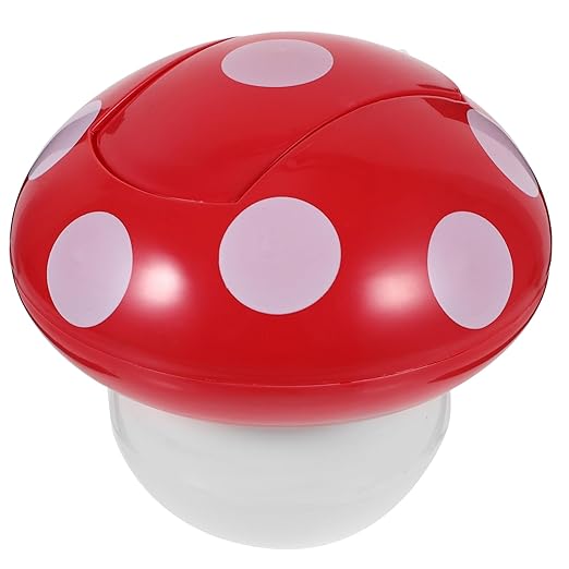 PRETYZOOM Slim Trash Can Lid Desktop Recycle Bin Countertop for Office Home Kitchen Cute Mushroom Shape Trash Can