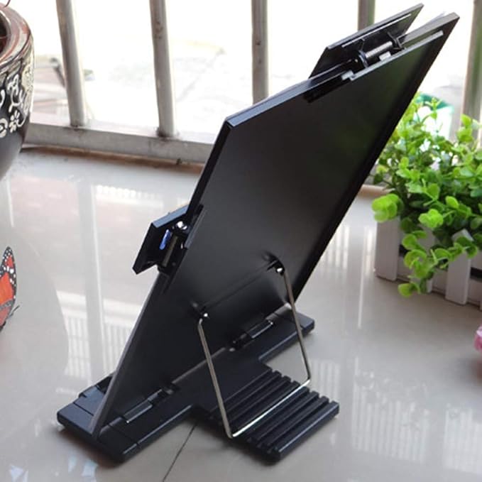 Copyholder Document Holder Reading Stand Metal Desktop 7 Adjustable Positions with Clip and Line Guide for Typing Reading and Correct Bad Writing Posture