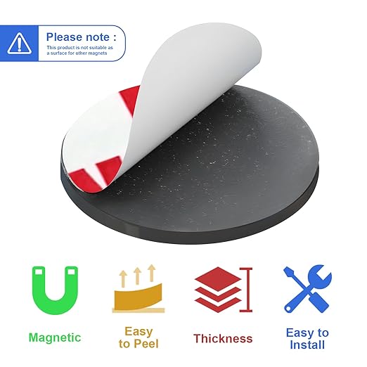 Towjug Sticky Round Magnetic Dots for Crafts, 60 Adhesive Magnets (0.8"x0.08") Anisotropy Magnet Peel and Stick for Office Supplies