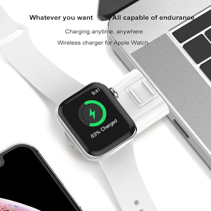 Meenova Adjustable iWatch Charger Compatible with Apple Watch Charger for Travel, Office, Home, Car, Rotating USB A Connector