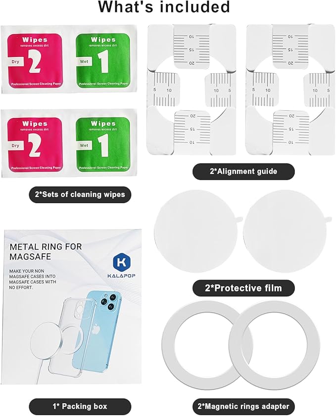 KALAPOP for Magsafe Magnet Sticker 2 Pack-Compatibile with MagSafe Accessories/Charger/Mount/Wallet/Case/Kindle for New iPhone 17/Air/16/15/14/13/12,Pixel 9,Samsung Galaxy Z Fold/Z Flip/S