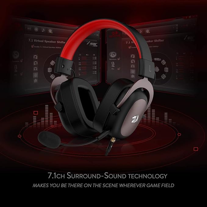Redragon H510 Zeus Wired Gaming Headset - 7.1 Surround Sound - Memory Foam Ear Pads - 53MM Drivers - Detachable Microphone, Works for Multi-Platforms PC, PS4/3 & Xbox One/Series X, NS