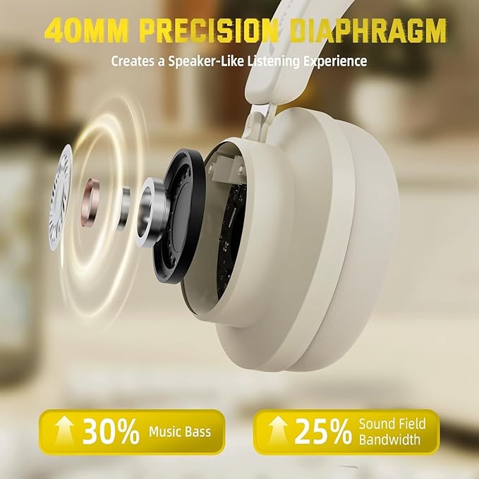 ATTACK SHARK G500 Wireless Over-ear Noise Canceling Headphones,Bluetooth ANC Gaming Headset with BT 5.3/3.5mm Audio Cable,20H Playtime,Hifi Stereo Sound,Deep Bass,Built-in Mic for PC Smartphone(Beige)