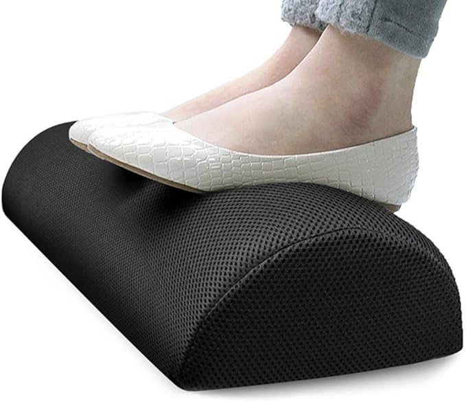 Foot Rest Cushion Under Desk at Office or Home, Ergonomic Memory Foam Footrest for Relieving Foot Sole, Foot Ankle, Shank (Black Net Cloth)