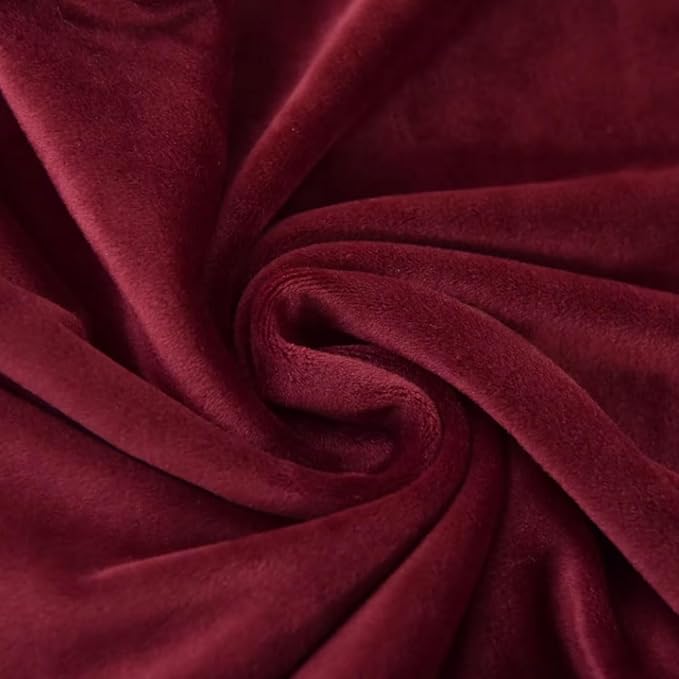 Ottoman Cover Square Velvet Ottoman Covers Protector for Footrest Foot Stool Furniture Stretch Comfortable with Elastic Bottom Large Wine Red