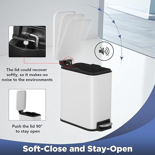 Bigacc 1.3 Gallon Kitchen Trash Can, Stainless Steel Small Trash Can & Mini Garbage Can with Removable Plastic Inner Bucket Lid, Foot Pedal, Waste Bin for Bathroom,(2 Set)