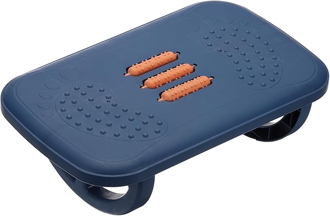 PATIKIL Foot Rest Swingable Stools Leg Rest Footrest with Roller Massager for Under Desk at Work Under Office Desk Chair Computer Gaming Classroom, Blue/Orange