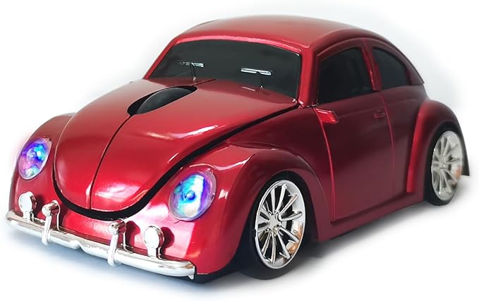 Car Mouse for Computer, Cool and Cute Car-Shaped Mouse, Wireless 2.4Ghz Optical Mice for Laptop PC Mac (Red)