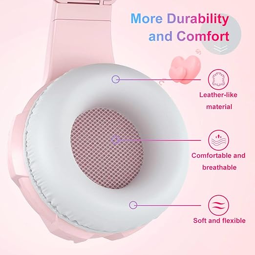Anivia Headset Gaming Headsets - AH68S Wired Over Ear Headphone with Mic, Volume Control, Noise Isolating for Multi-Platform -Pink
