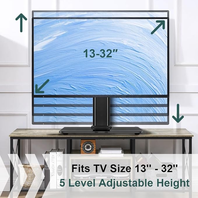 BFTOU Monitor Stand for 13"–32" Screens Swivel Computer Monitor Holder Freestanding 5 Height Adjustable TV Stand VESA 80x80mm/95x95mm Holds up to 77lbs