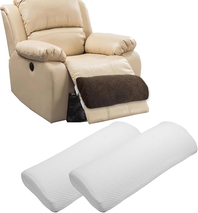S-SNAIL-OO Recliner Leg Rest Cushion Sofa Footrest Pillow (23 x 10 x 2 in) Multi Purpose Half Moon Foot Pillow Under Knee Pillow for Leg, Neck, Waist, Ankle Support (2Pcs, White)