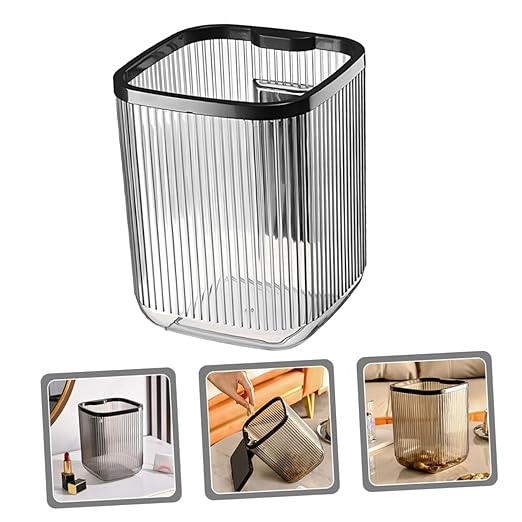 Slim Desktop Trash Can Phone Holder Small Waste Basket for Room Office Kitchen Bathroom Garbage Container