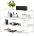 PowerKing Desk Shelf Organizer, 3-Tier Desktop Shelves with Wood Board, Adjustable Bookshelf Storage Rack for Home Office School Study Room (White Frame + White Wood)