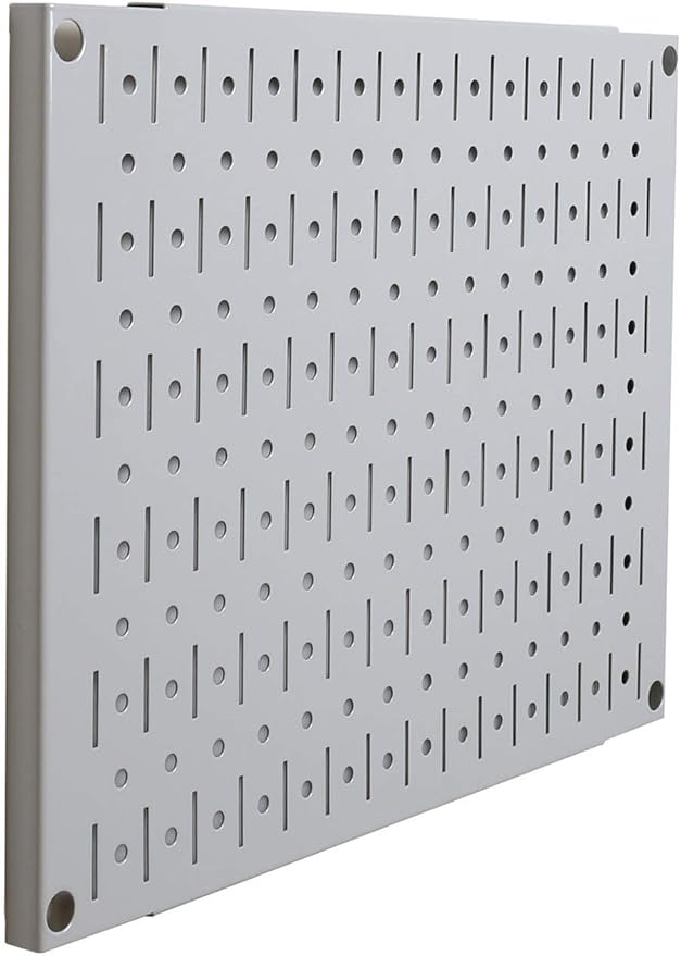 Wall Control Pegboard Wall Organizer Tiles Modular Grey Metal Pegboard Tiling Set - (4) 12-in Tall x 16-in Wide Gray Peg Board Panel Wall Storage Tiles - Easy to Install (Grey)
